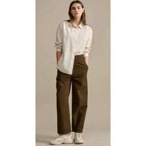 BELLEROSE Pasop Linen Blend Utility Straight Relaxed Pant Brown Ebony Minimalist